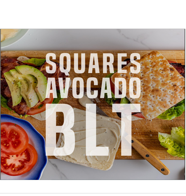 Squares Avocado BLT Sandwich With Creamy Garlic Sauce